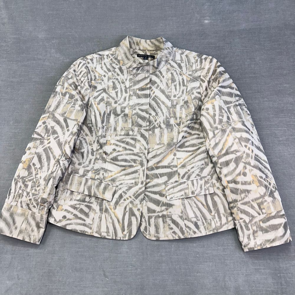 Lafayette 148 Jacket Womens 14‎ Gray Animal Print Career Minimalist Modern